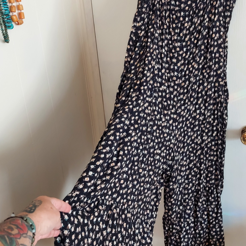 Natural Life Black and Cream Patterned Jumpsuit